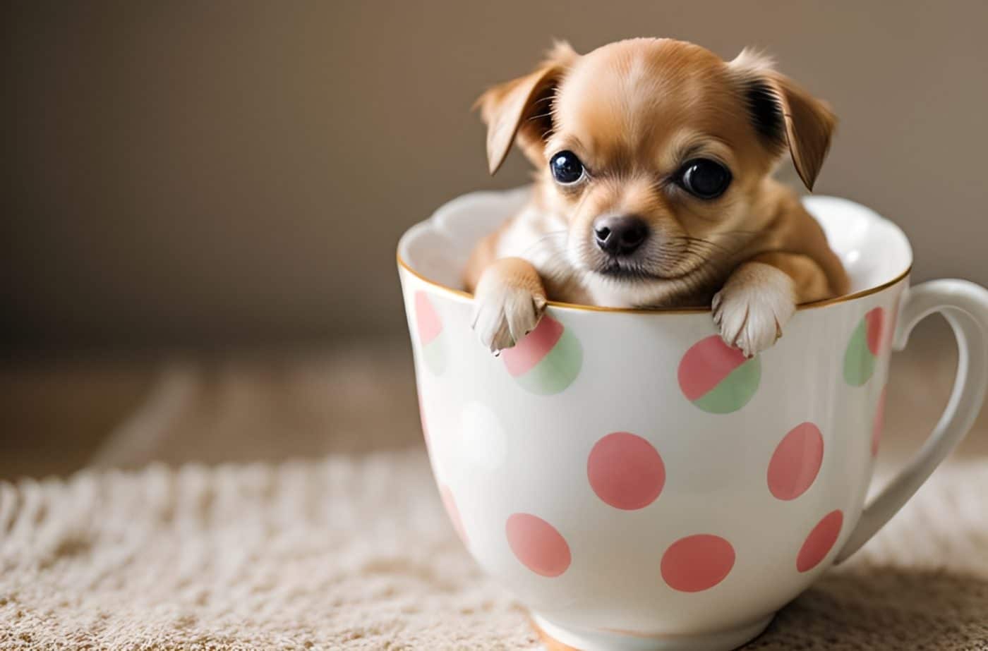 perro chihuahua marron en una taza de te